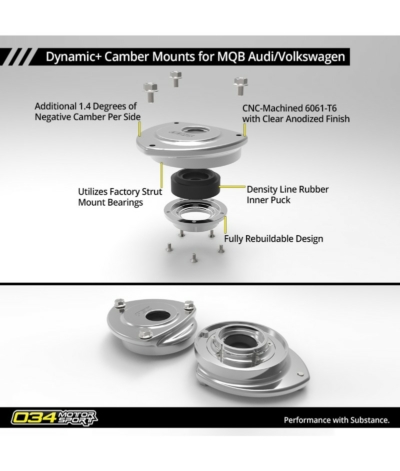 034 Motorsport Dynamic+ Camber Mount Pair - MQB VW Mk7 Golf & Audi 8V/8S